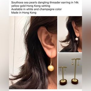 14K yellow gold Southsea pearls earrings